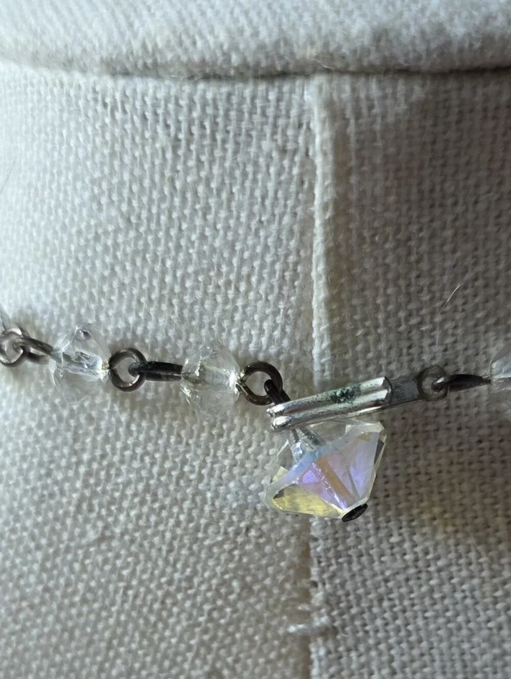 Vintage 1950s Aurora Borealis Faceted Crystal Bead Graduated Necklace